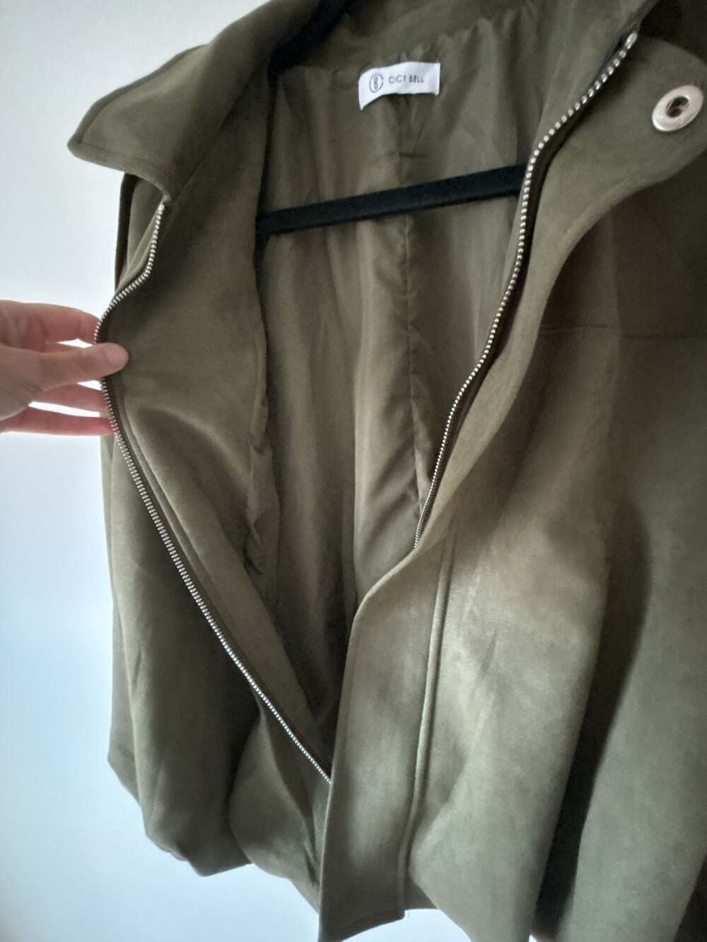 Cicy Bell Army Green Faux Suede Bomber Jacket - Picture 6 of 6